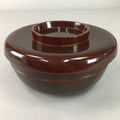Japanese Antique Wooden Lacquer Lidded Bowl Brown Owan Soup Rice UR293