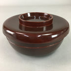 Japanese Antique Wooden Lacquer Lidded Bowl Brown Owan Soup Rice UR293