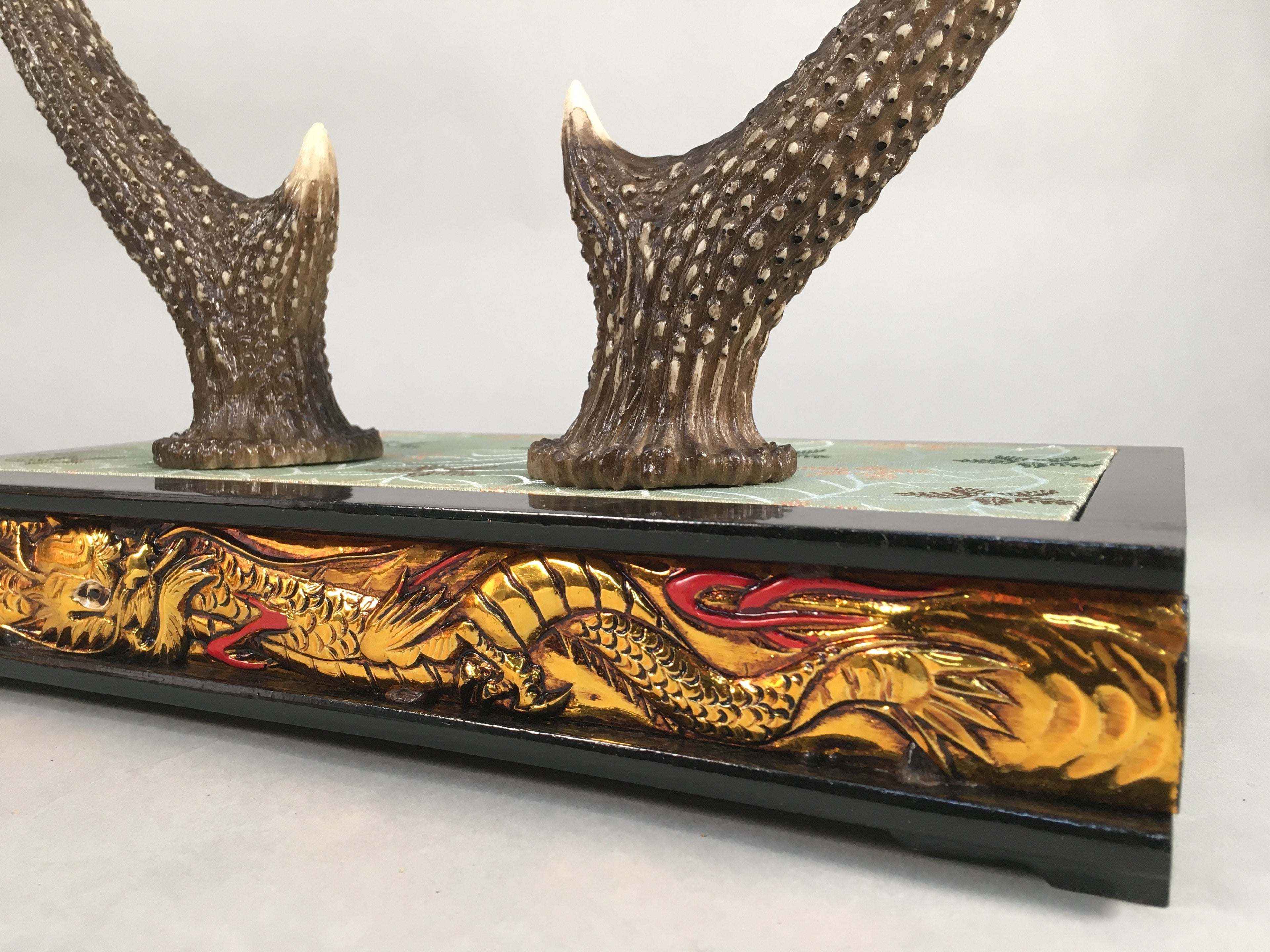 Japanese Antler Display Vtg Deer Sword Stand Katana Holder Wood Replica JK117