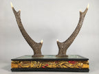 Japanese Antler Display Vtg Deer Sword Stand Katana Holder Wood Replica JK117