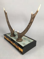 Japanese Antler Display Vtg Deer Sword Stand Katana Holder Wood Replica JK117