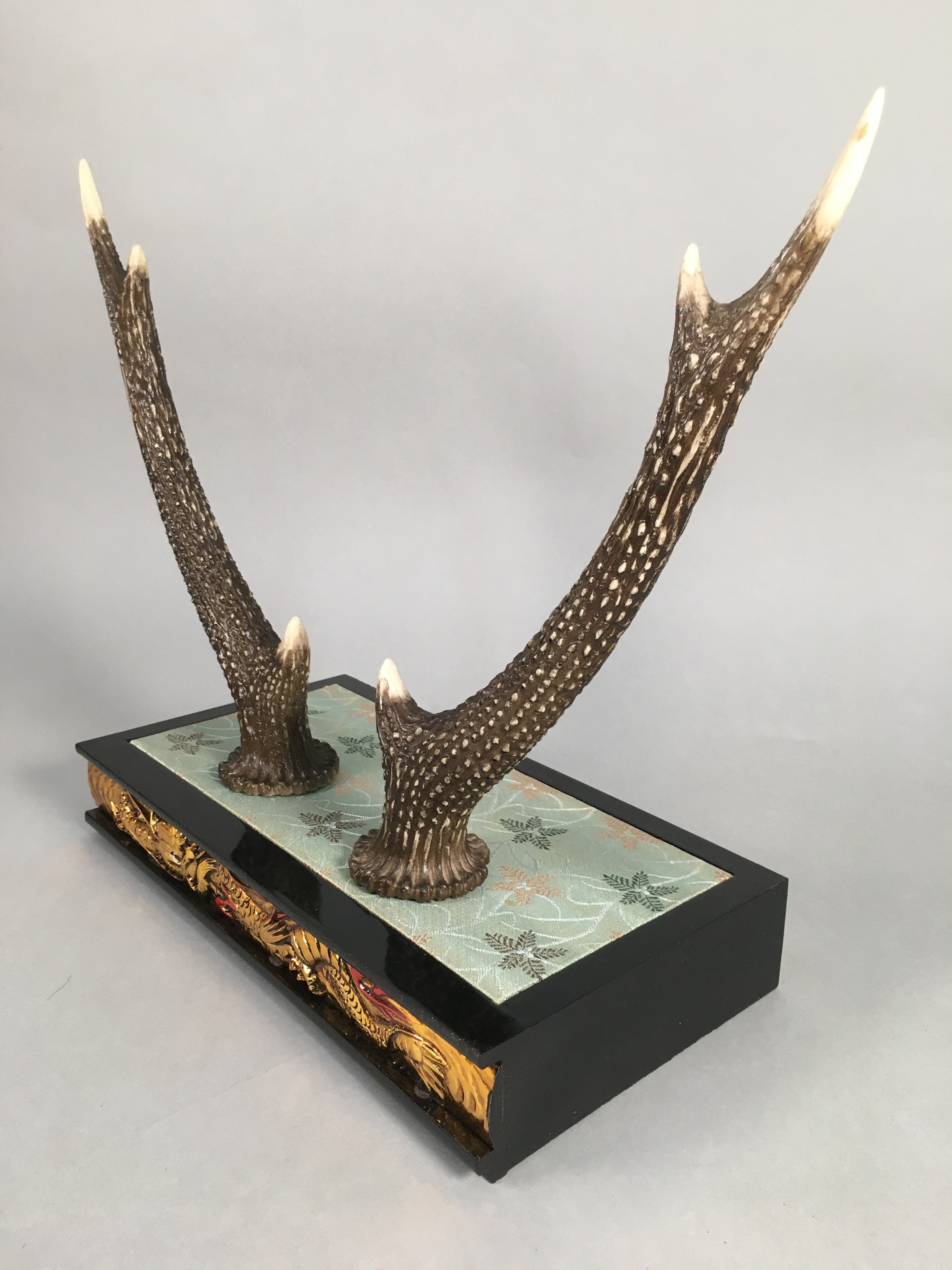 Japanese Antler Display Vtg Deer Sword Stand Katana Holder Wood Replica JK117