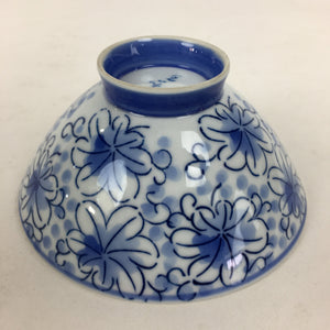 Japanese Arita Ware Porcelain Rice Bowl Vtg Sometsuke Blue Flower Pattern QT131