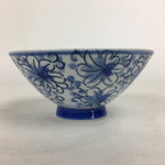 Japanese Arita Ware Porcelain Rice Bowl Vtg Sometsuke Blue Flower Pattern QT131