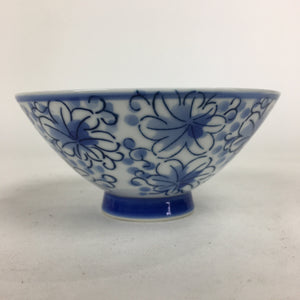 Japanese Arita Ware Porcelain Rice Bowl Vtg Sometsuke Blue Flower Pattern QT131