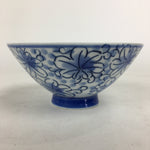 Japanese Arita Ware Porcelain Rice Bowl Vtg Sometsuke Blue Flower Pattern QT131