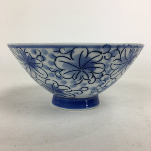 Japanese Arita Ware Porcelain Rice Bowl Vtg Sometsuke Blue Flower Pattern QT131