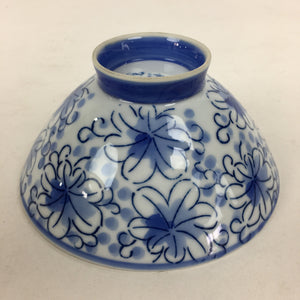 Japanese Arita Ware Porcelain Rice Bowl Vtg Sometsuke Blue Flower Pattern QT131