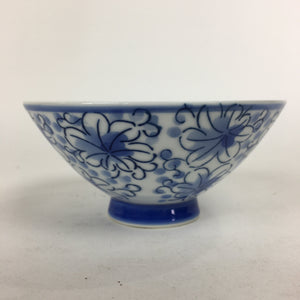 Japanese Arita Ware Porcelain Rice Bowl Vtg Sometsuke Blue Flower Pattern QT131