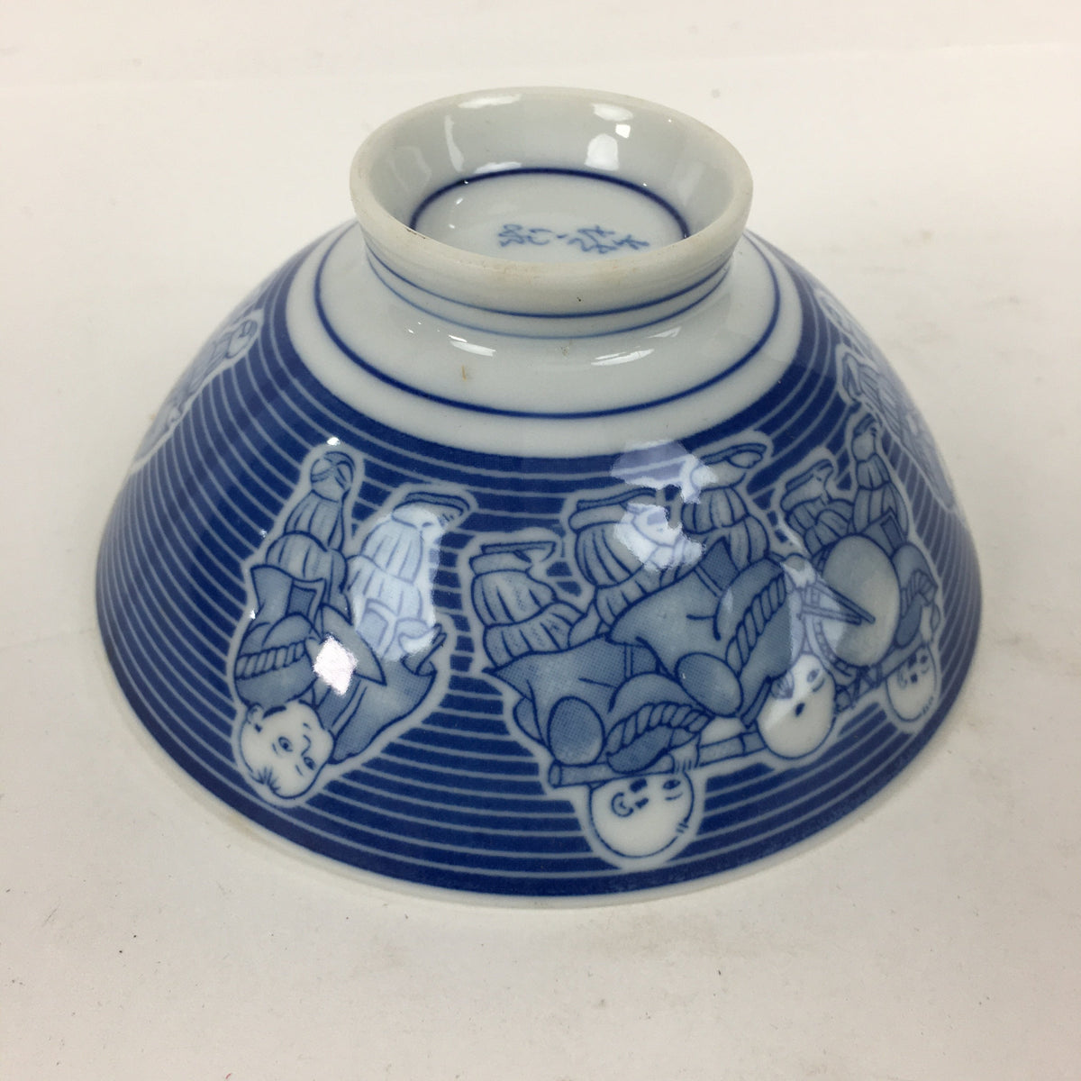 Japanese Arita Ware Porcelain Rice Bowl Vtg Sometsuke Blue Kids Festival QT134