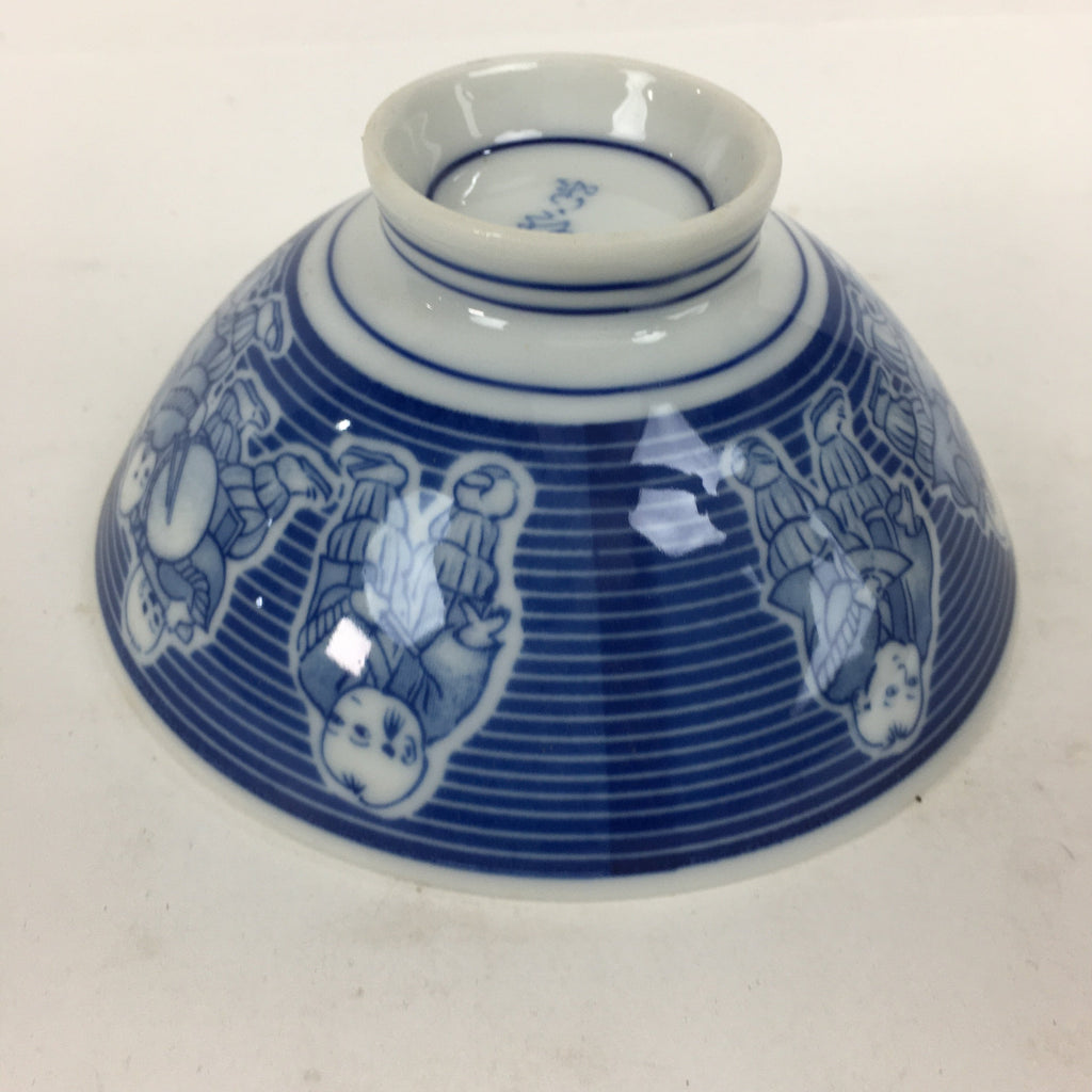 Japanese Arita Ware Porcelain Rice Bowl Vtg Sometsuke Blue Kids Festival QT134