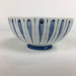 Japanese Arita Ware Porcelain Rice Bowl Vtg Sometsuke Blue White Vertical Stripe