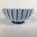 Japanese Arita Ware Porcelain Rice Bowl Vtg Sometsuke Blue White Vertical Stripe