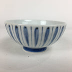 Japanese Arita Ware Porcelain Rice Bowl Vtg Sometsuke Blue White Vertical Stripe
