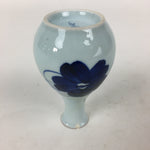 Japanese Arita Ware Porcelain Sake Bottle Vtg Blue Flower White Tokkuri TS340