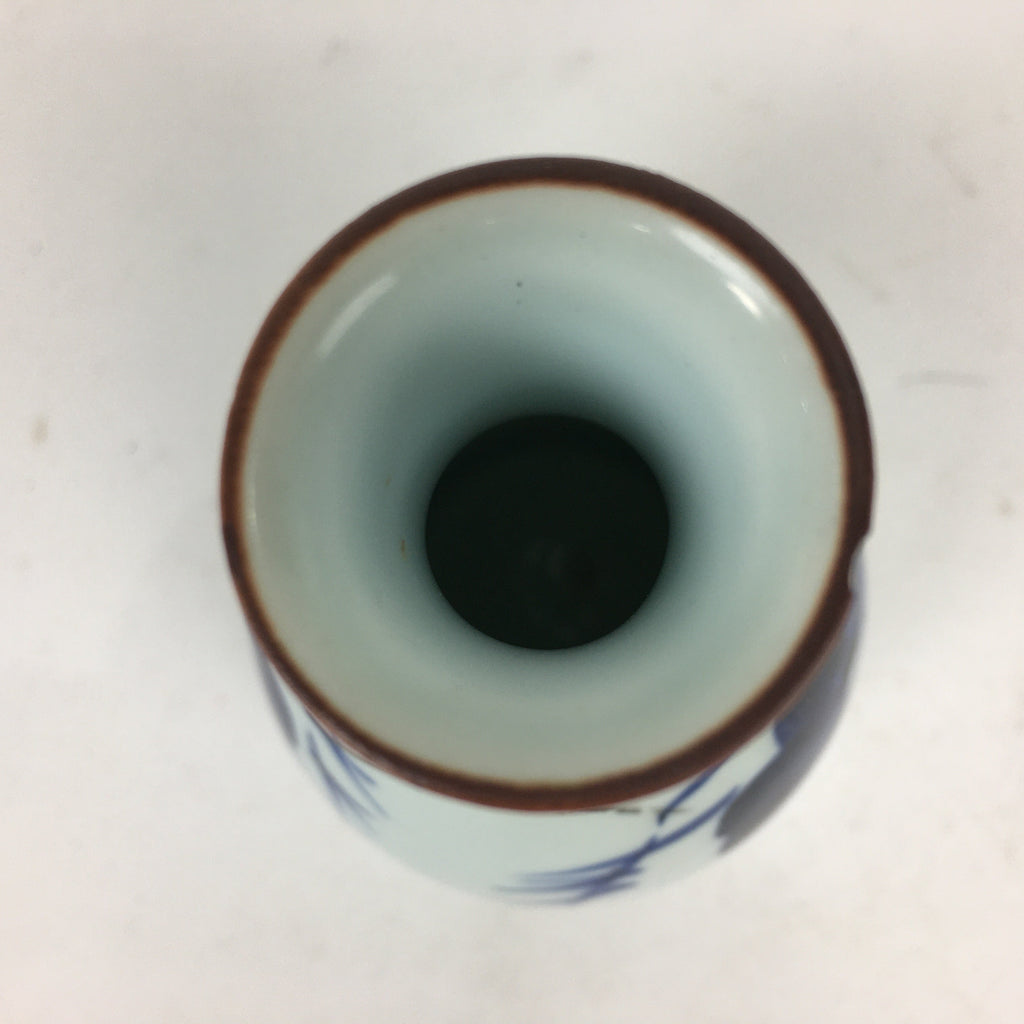 Japanese Arita Ware Porcelain Sake Bottle Vtg Blue Flower White Tokkuri TS340