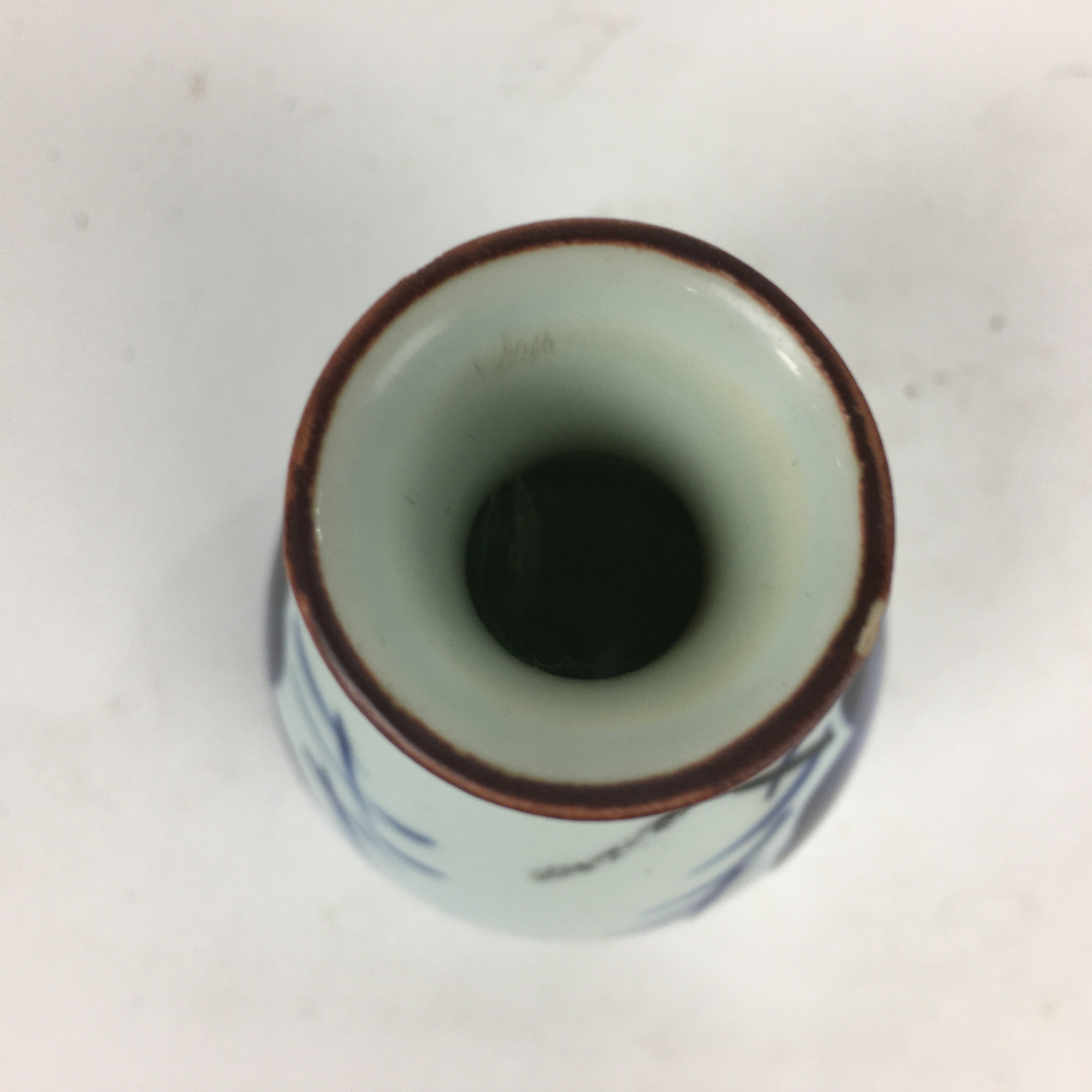 Japanese Arita Ware Porcelain Sake Bottle Vtg Blue Flower White Tokkuri TS341