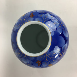 Japanese Arita ware Porcelain Flower Vase Vtg Kabin Ikebana Blue Leaves FV923