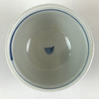 Japanese Arita ware Porcelain Teacup Vtg Blue Karakusa Pattern White QT152