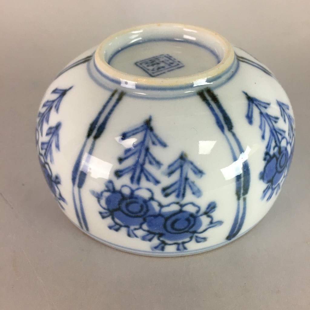 Japanese Arita ware Porcelain Teacup Vtg Lidded Yunomi Sometsuke Floral QT11