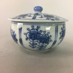 Japanese Arita ware Porcelain Teacup Vtg Lidded Yunomi Sometsuke Floral QT11