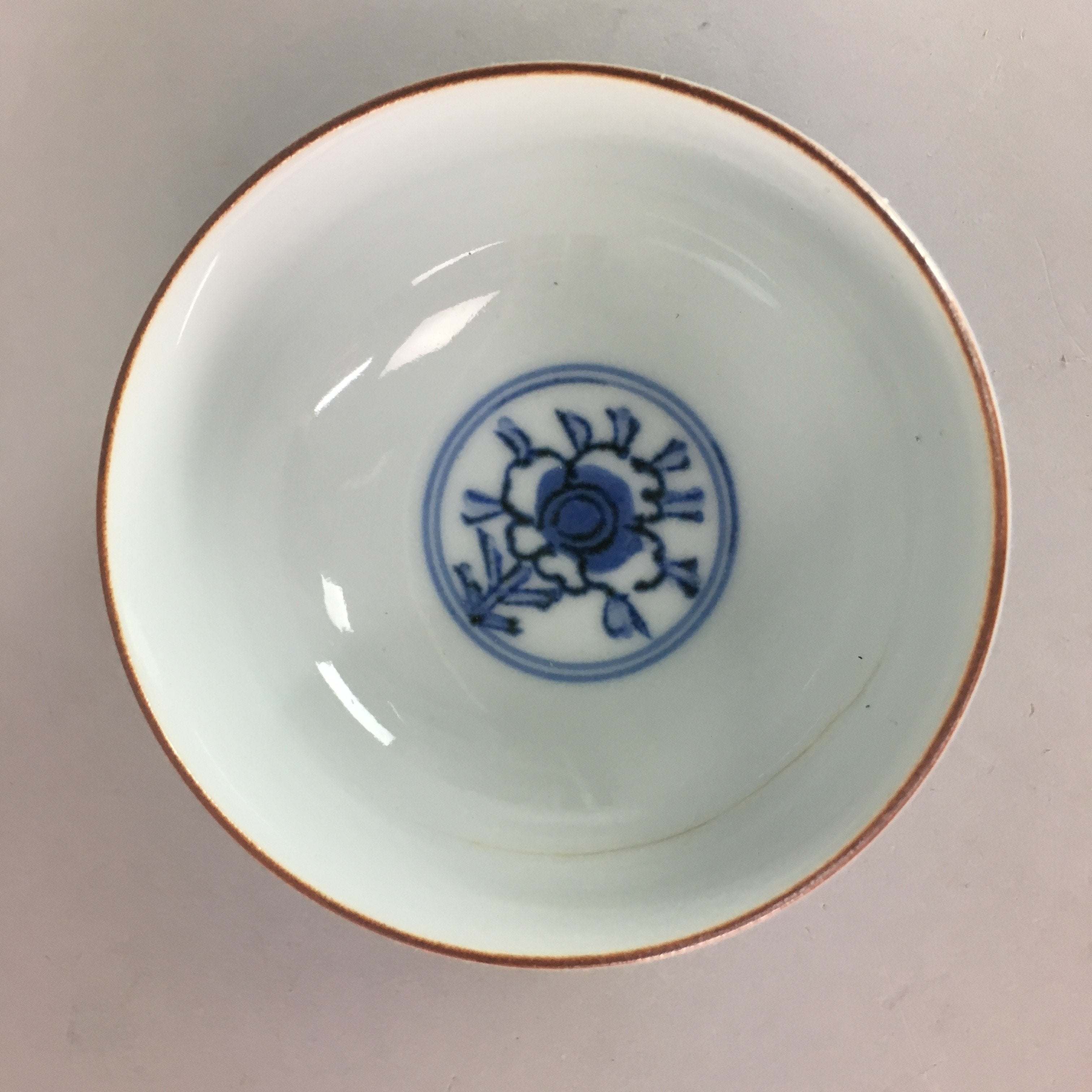 Japanese Arita ware Porcelain Teacup Vtg Lidded Yunomi Sometsuke Floral QT11