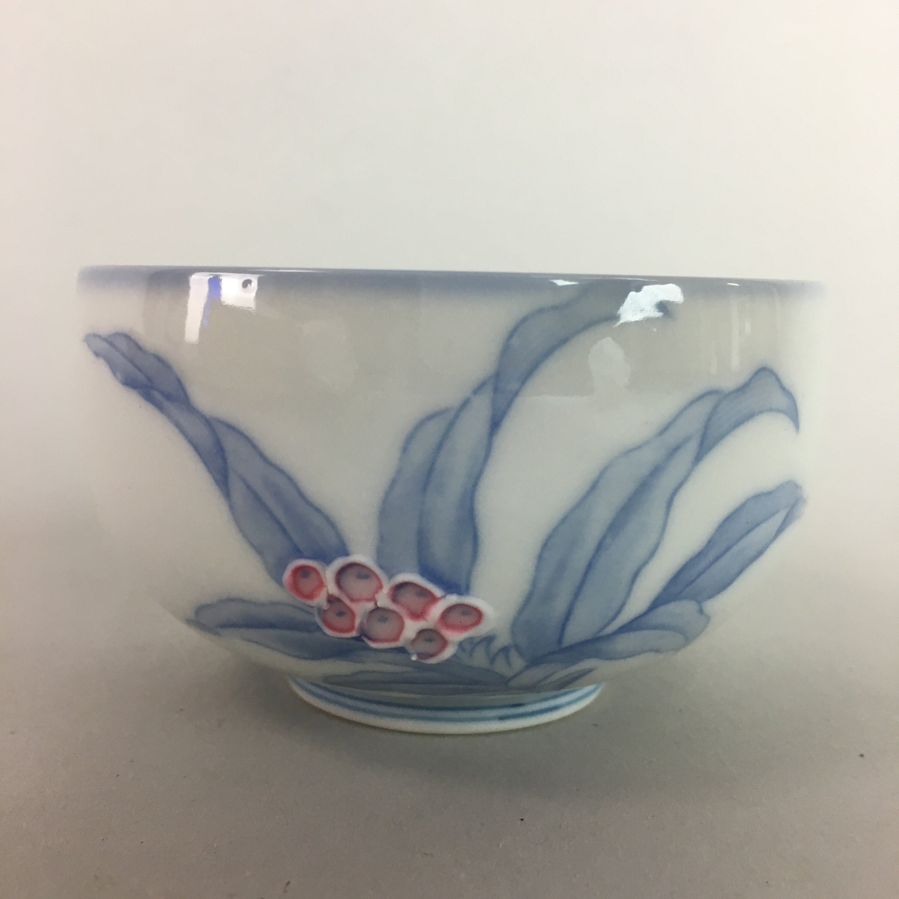 Japanese Arita ware Porcelain Teacup Vtg Yunomi Floral White Signed Sencha QT30