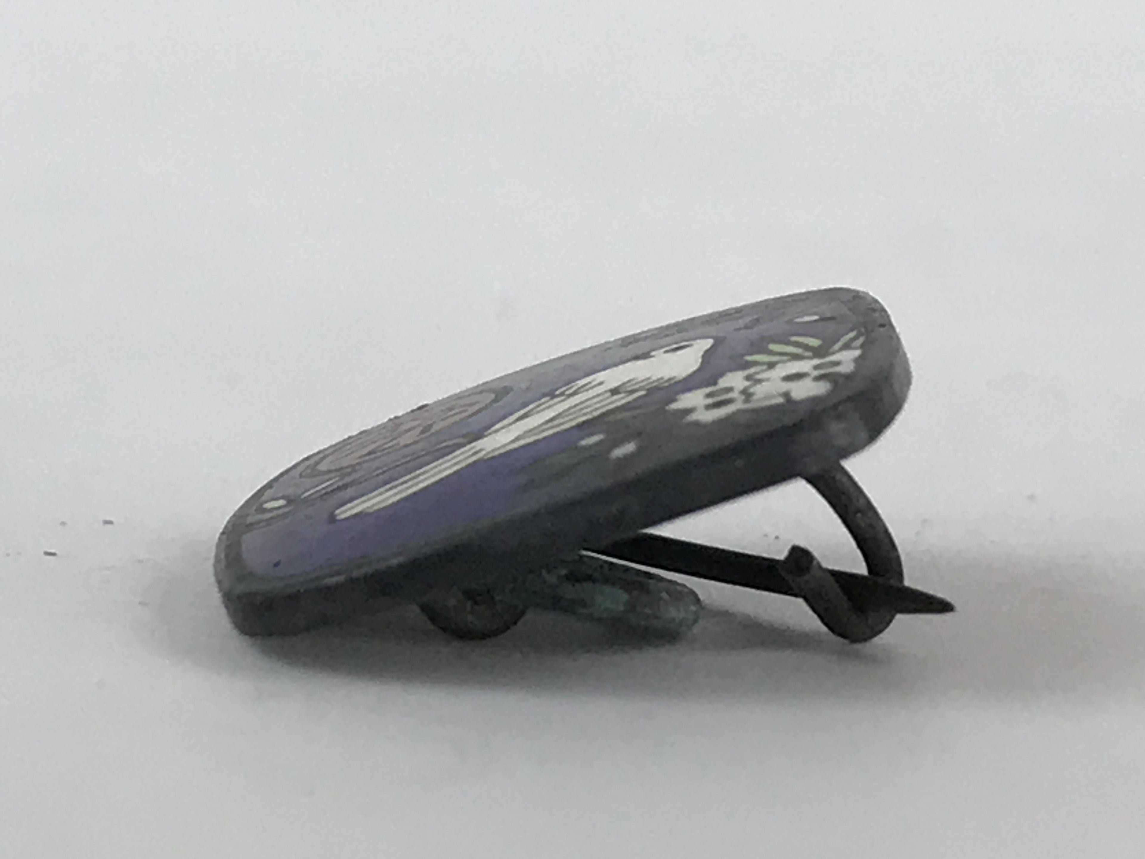 Japanese Army Pin badge Vtg WW2 Dove Cherry Blossom Kanji Travel JK455