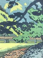Japanese Art Board Hanga Print Kyoto River Bridge Nature Shikishi Paper A490