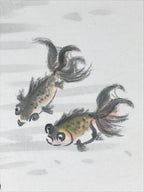 Japanese Art Board Painting Goldfish Pond Lilly Pad Shikishi Paper Signed A479
