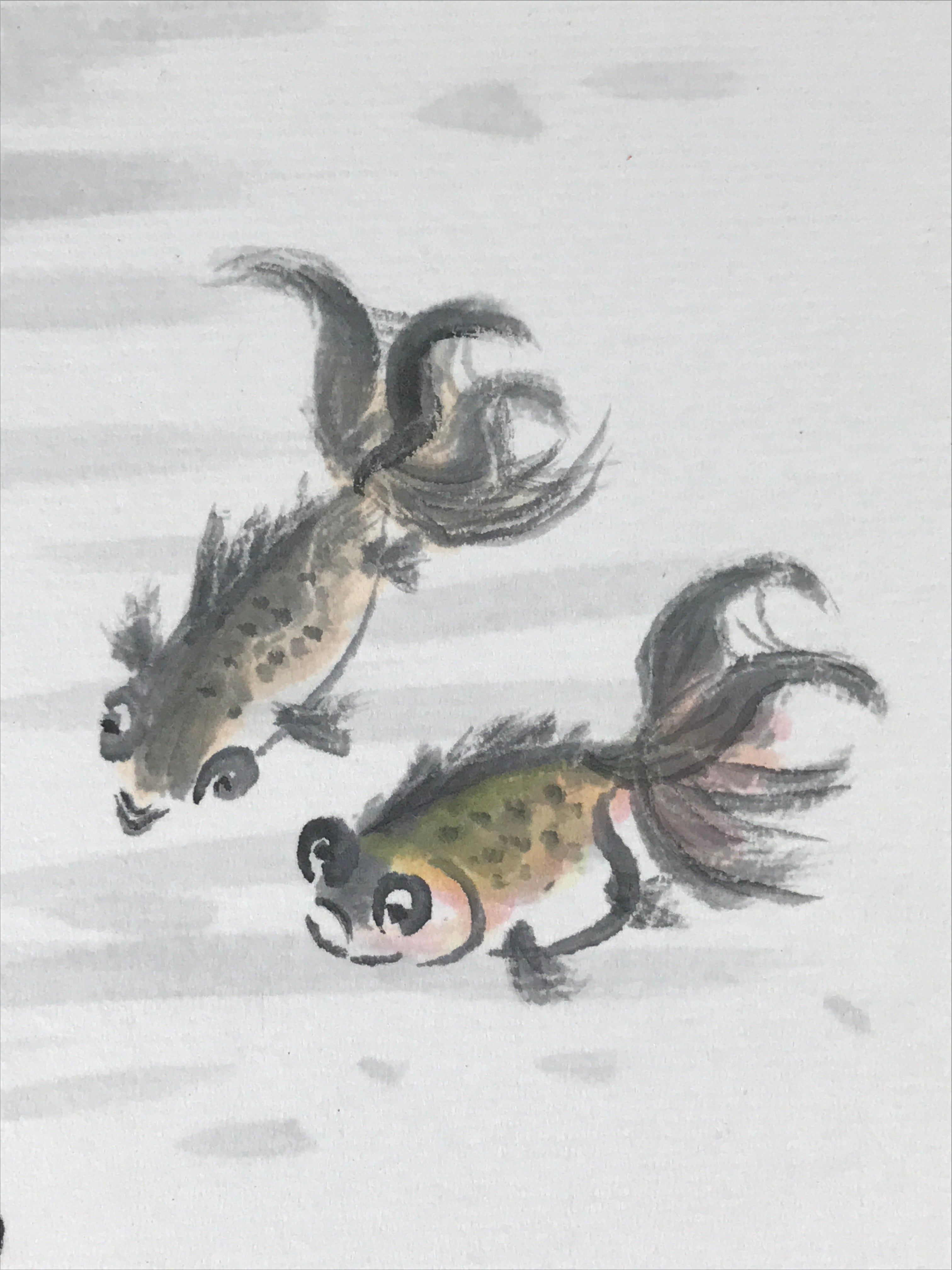 Japanese Art Board Painting Goldfish Pond Lilly Pad Shikishi Paper Signed A479