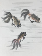 Japanese Art Board Painting Goldfish Pond Lilly Pad Shikishi Paper Signed A479