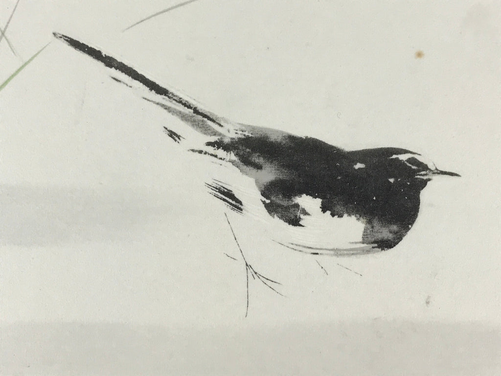 Japanese Art Board Painting Shikishi Black White Bird Paper Hand Painted A492