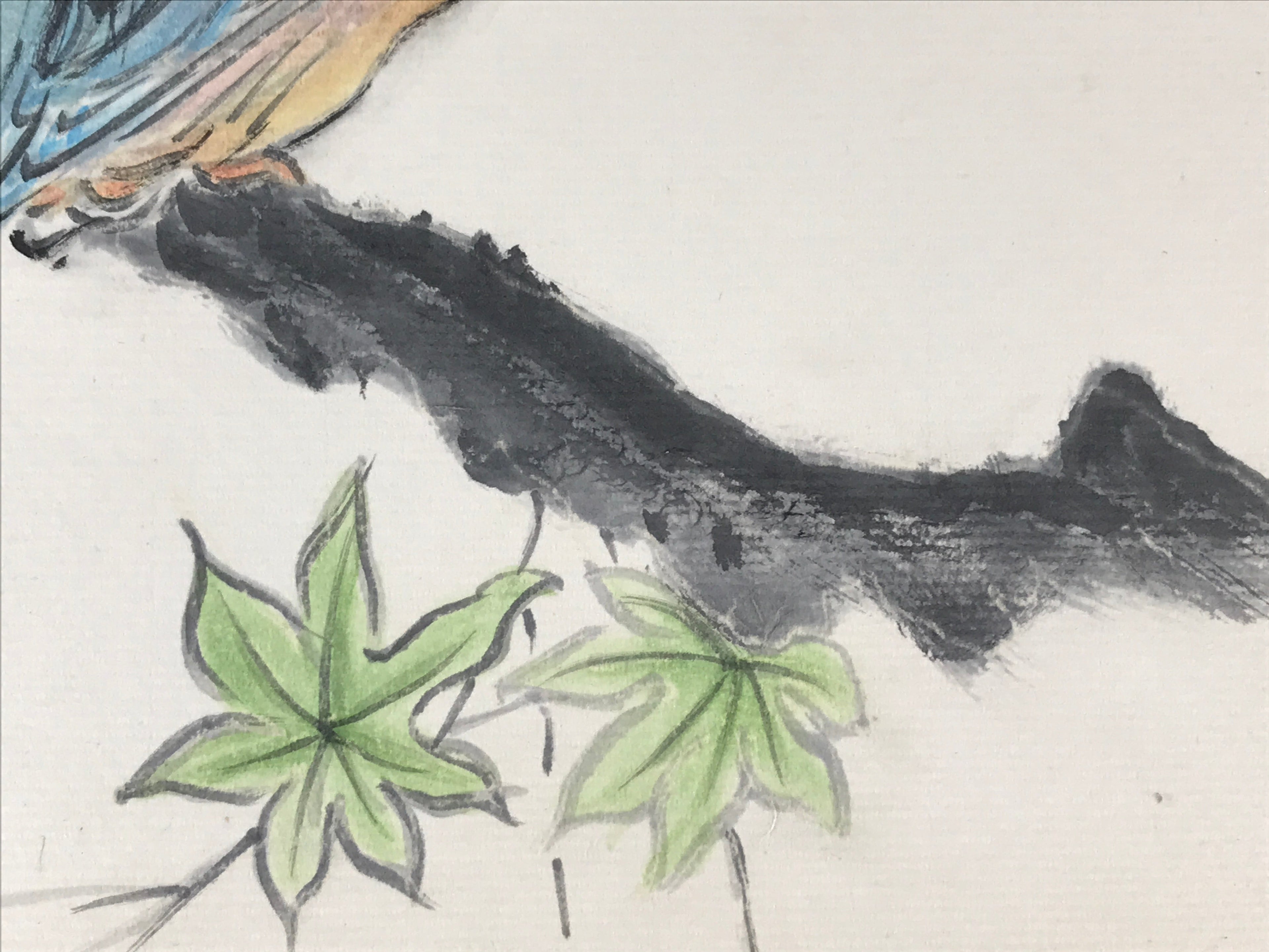 Japanese Art Board Painting Shikishi Bluebird PaperHand Painted Picture A478
