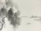 Japanese Art Board Painting Shikishi Paper Hand Painted Picture Cow River A474