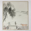Japanese Art Board Painting Shikishi Paper Hand Painted Picture Cow River A474