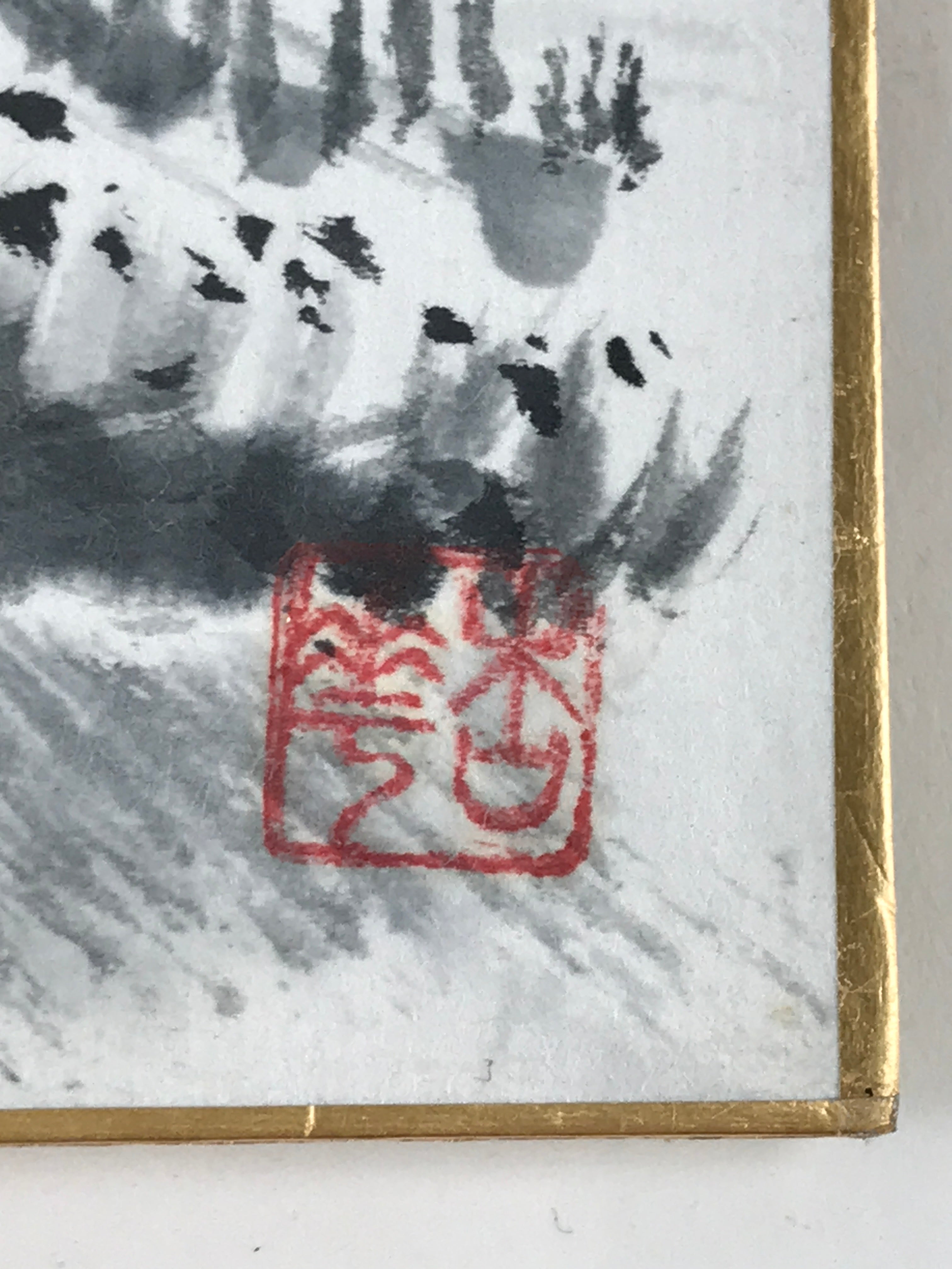 Japanese Art Board Painting Thatched Roof House Countryside Shikishi Paper A495
