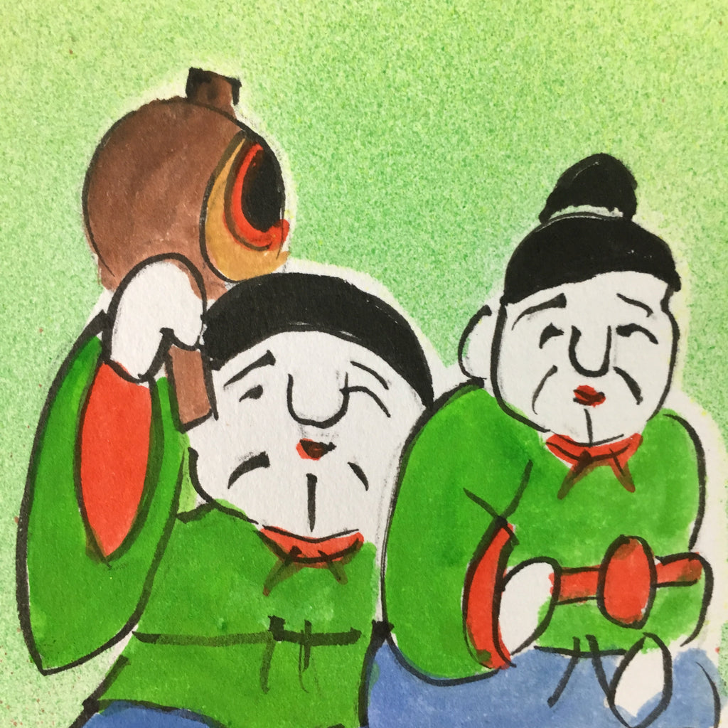 Japanese Art Board Shikishi Paper Zodiac Sheep God Lucky Hammer Kanji A232