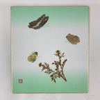 Japanese Art Board Vtg Shikishi Paper Butterflies And Plants A438