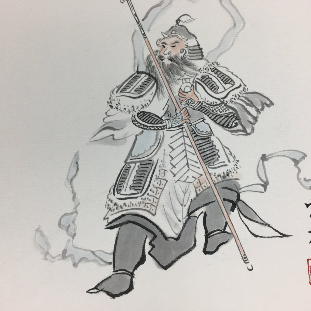 Japanese Art Board Vtg Shikishi Paper Hand Drawn Picture 7 Lucky Gods A379