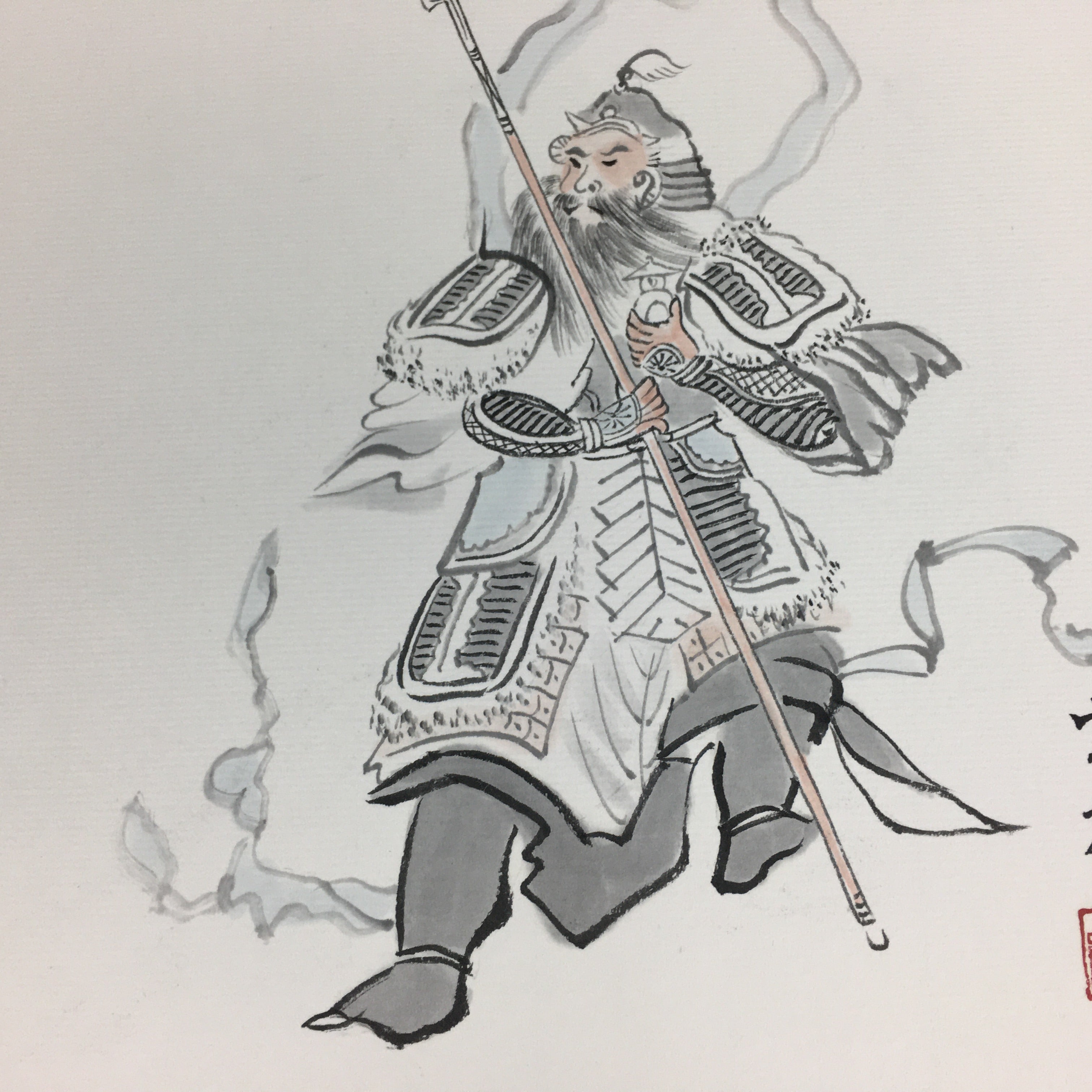 Japanese Art Board Vtg Shikishi Paper Hand Drawn Picture 7 Lucky Gods A379