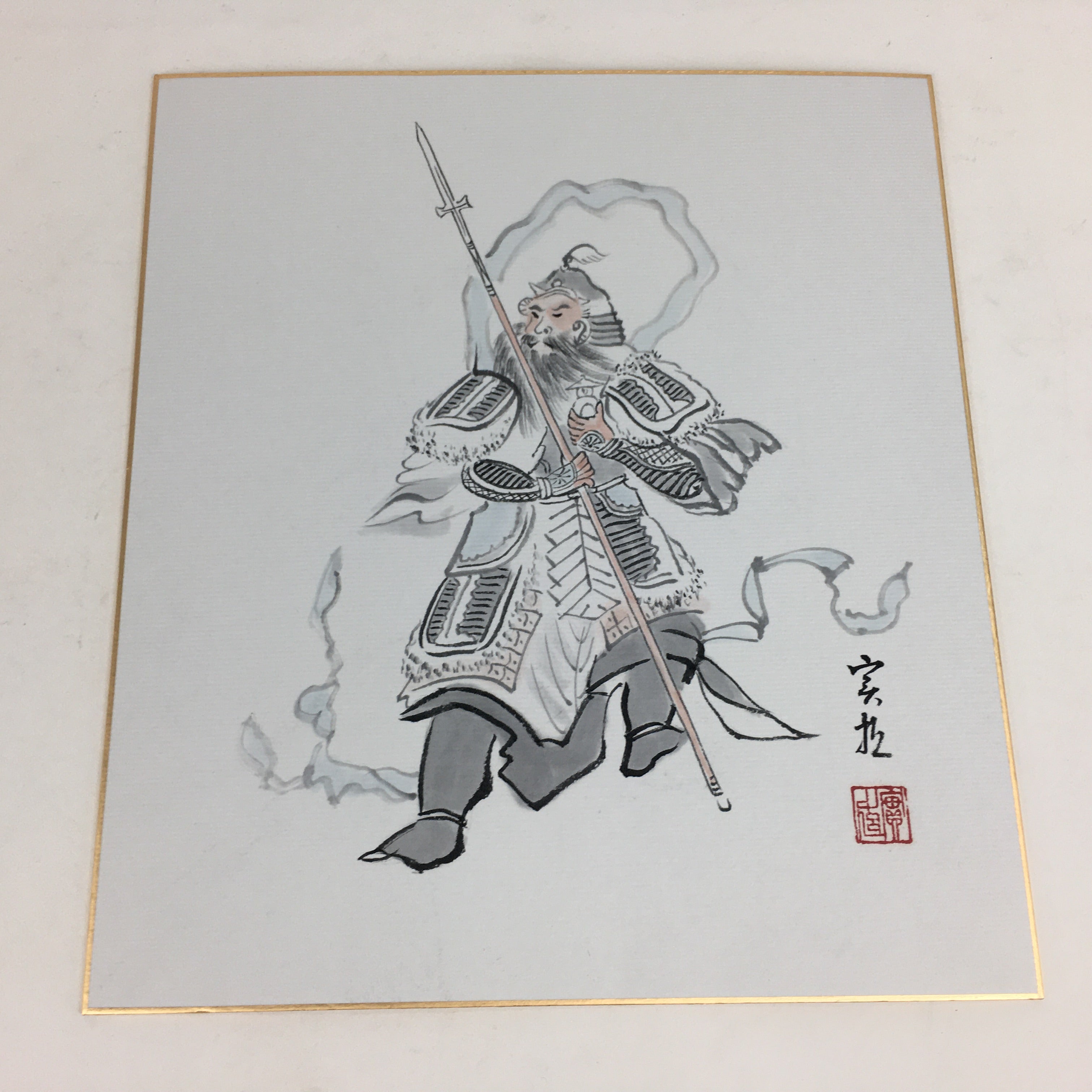 Japanese Art Board Vtg Shikishi Paper Hand Drawn Picture 7 Lucky Gods A379
