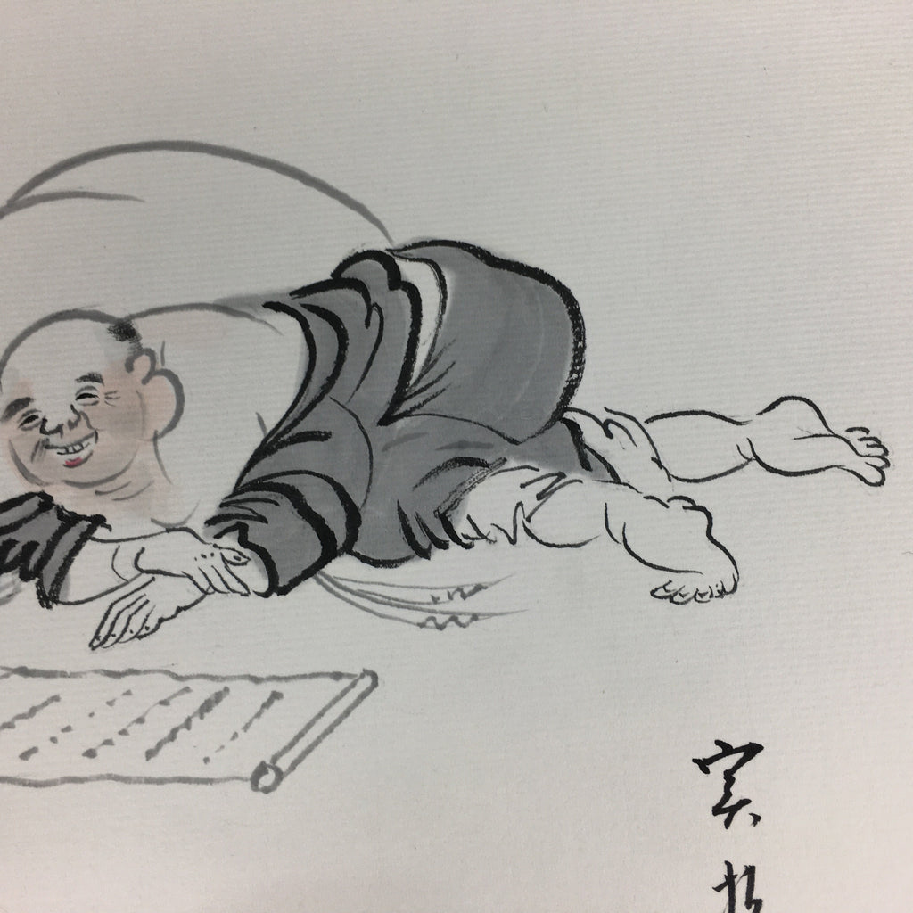Japanese Art Board Vtg Shikishi Paper Hand Drawn Picture 7 Lucky Gods A389