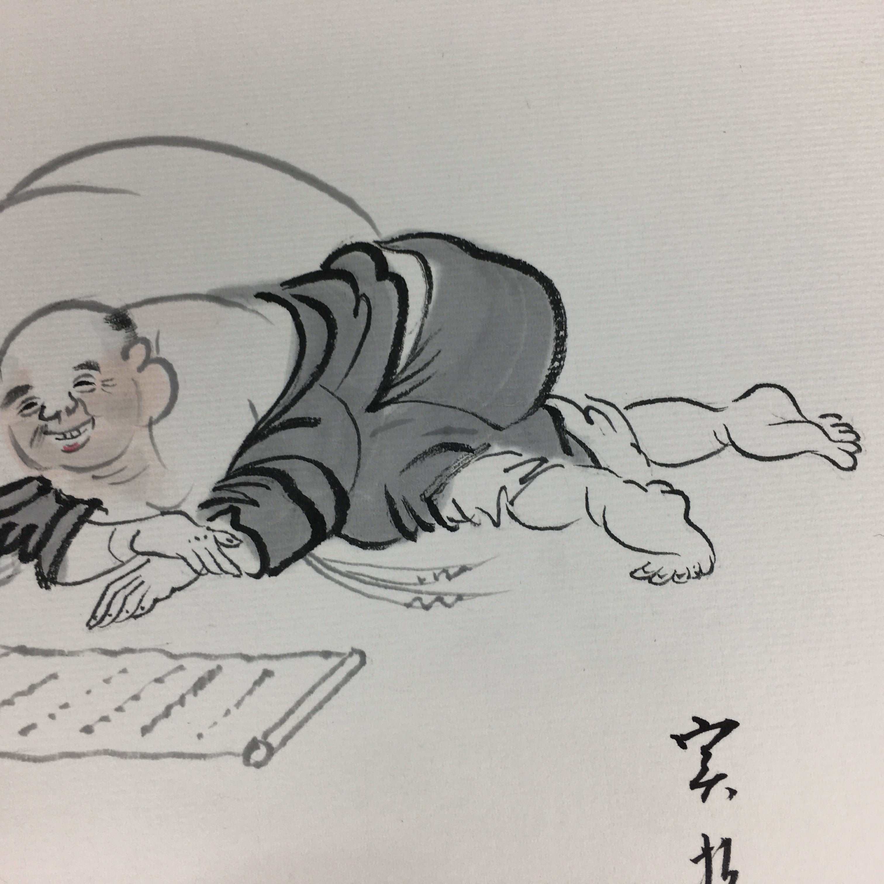 Japanese Art Board Vtg Shikishi Paper Hand Drawn Picture 7 Lucky Gods A389