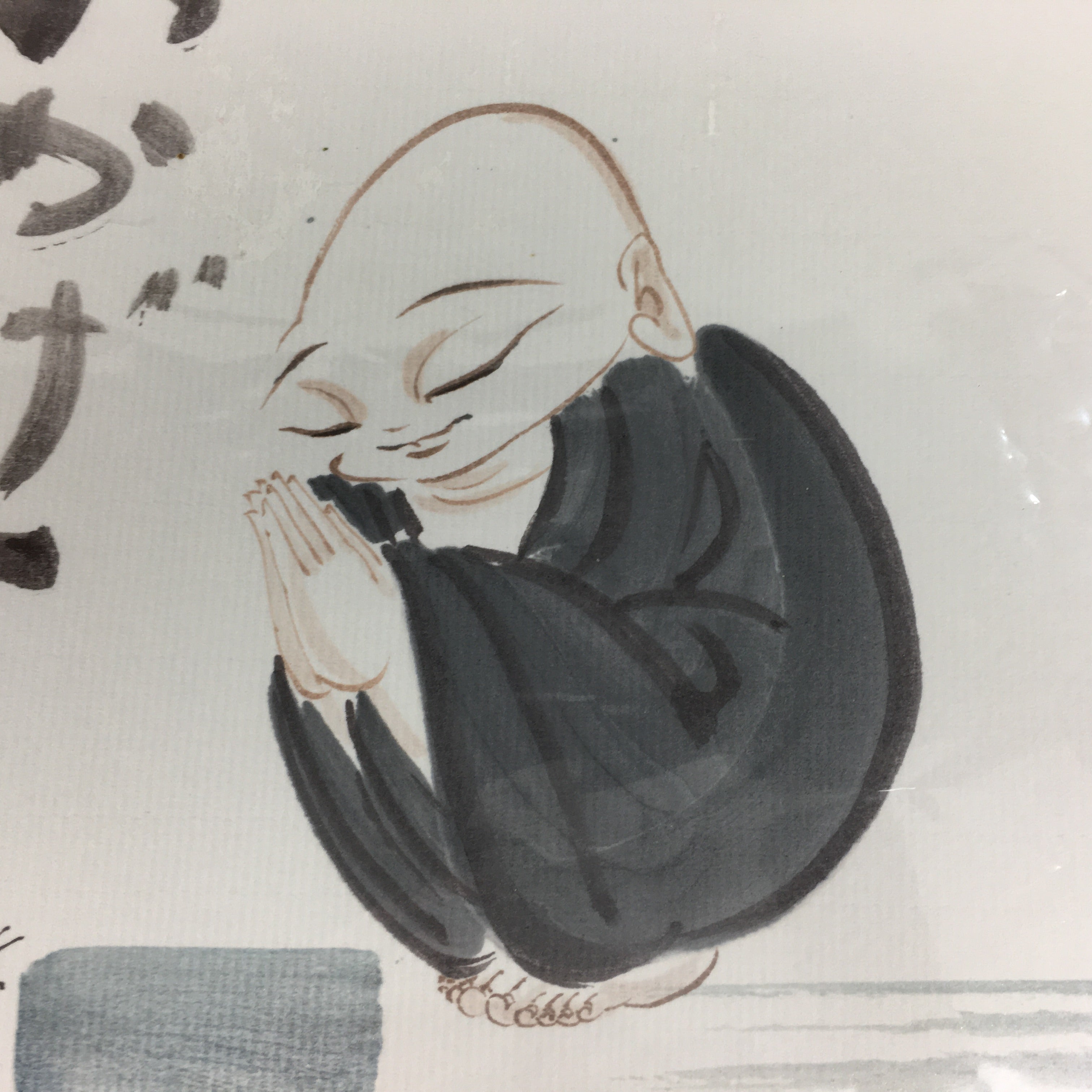 Japanese Art Board Vtg Shikishi Paper Hand Drawn Picture Ant Monk A396