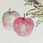 Japanese Art Board Vtg Shikishi Paper Hand Drawn Picture Apples A415
