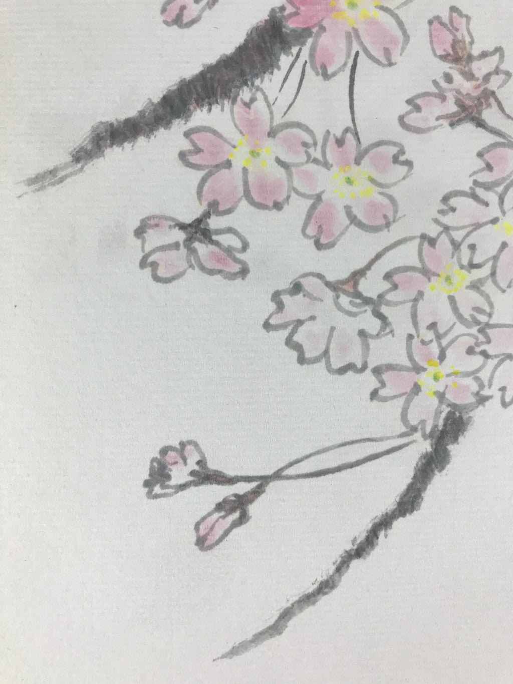 Japanese Art Board Vtg Shikishi Paper Hand Drawn Picture Cherry Blossom A456