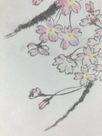 Japanese Art Board Vtg Shikishi Paper Hand Drawn Picture Cherry Blossom A456