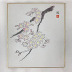Japanese Art Board Vtg Shikishi Paper Hand Drawn Picture Cherry Blossom A456