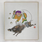 Japanese Art Board Vtg Shikishi Paper Hand Drawn Picture Daikokuten A458